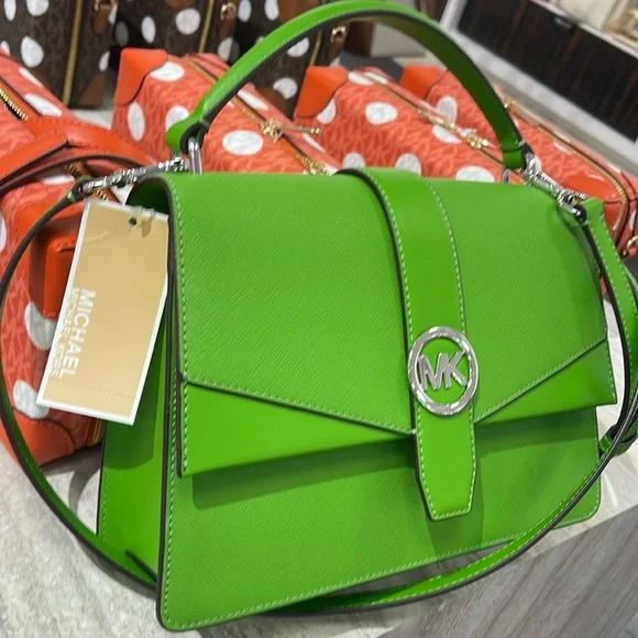 Michael Kors Greenwich Medium Saffiano Leather Satchel Crossbody Shoulder Bag - Picture 1 of 16